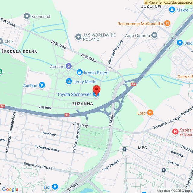 Lokalizacja Toyota Sosnowiec 
